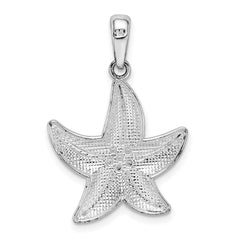De-Ani Sterling Silver Rhodium-Plated Diamond-Cut Small Starfish Pendant QC9813