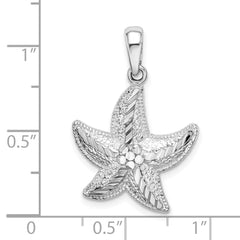 De-Ani Sterling Silver Rhodium-Plated Diamond-Cut Small Starfish Pendant QC9813