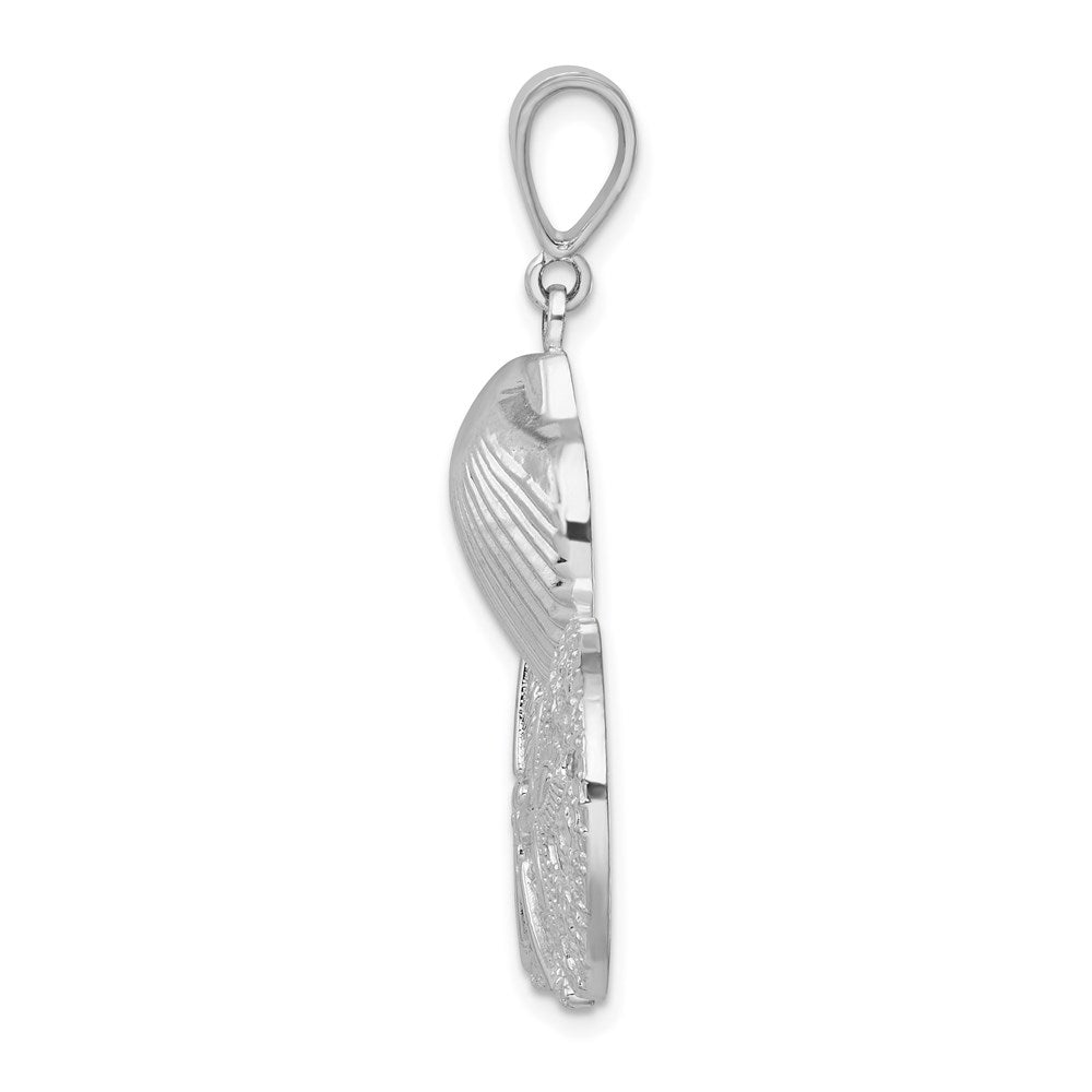 De-Ani Sterling Silver Rhodium-plated Polished and Textured Sea Life Pendant QC9816