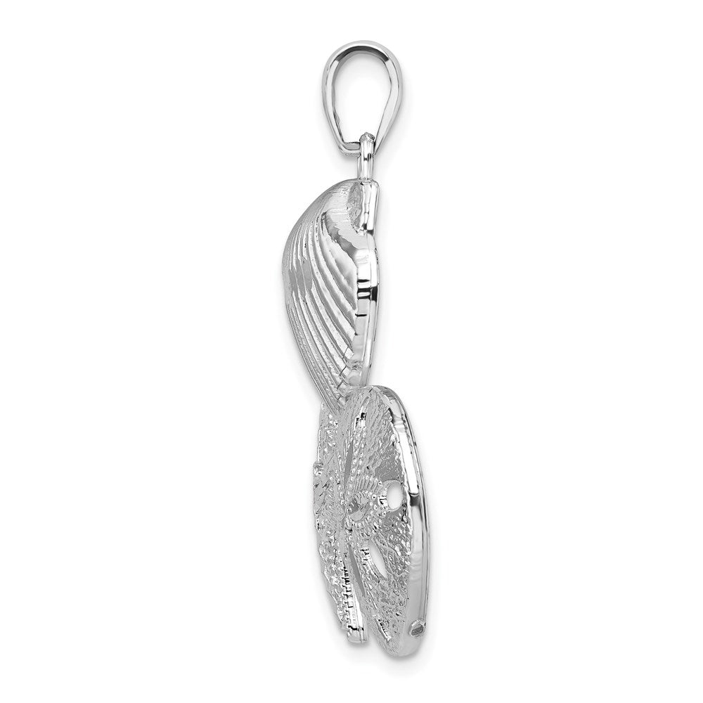 De-Ani Sterling Silver Rhodium-plated Polished and Diamond-Cut Sea Life Pendant QC9817
