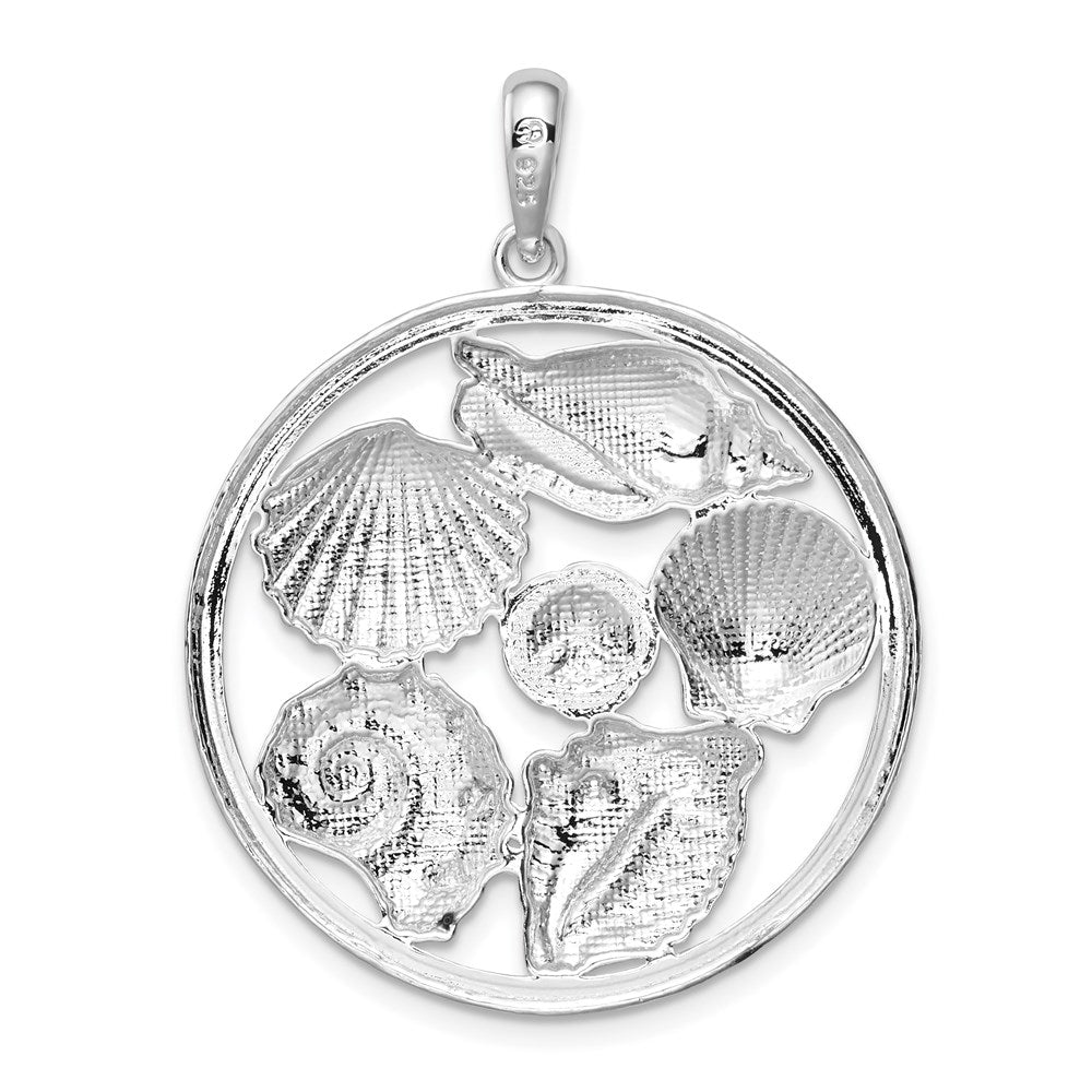 De-Ani Sterling Silver Rhodium-plated Polished Shells Large Round Pendant QC9819