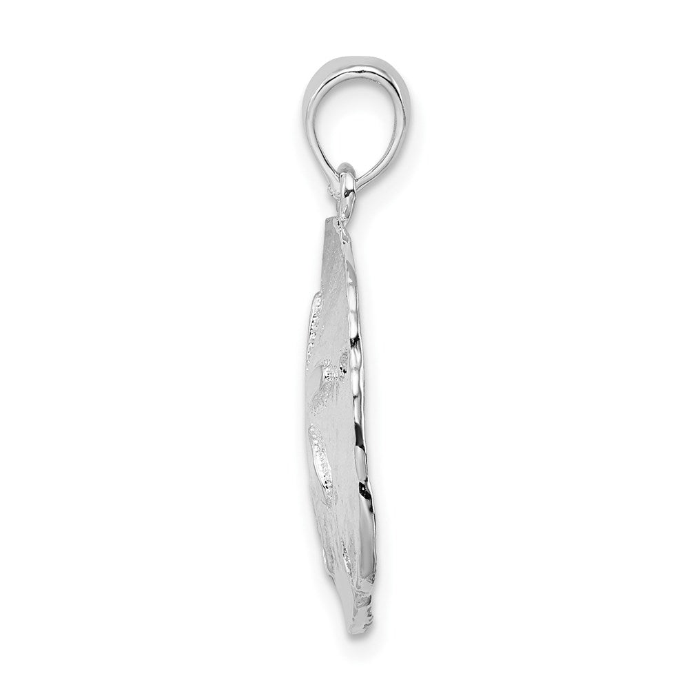 De-Ani Sterling Silver Rhodium-Plated Polished Large Sand Dollar Pendant QC9822