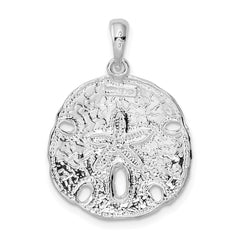 De-Ani Sterling Silver Rhodium-Plated Polished Large Sand Dollar Pendant QC9822