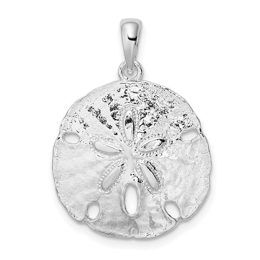 De-Ani Sterling Silver Rhodium-Plated Polished Large Sand Dollar Pendant QC9822