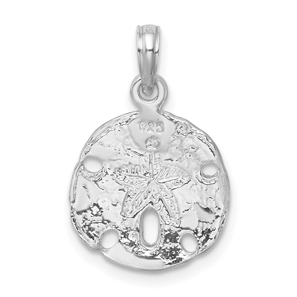 De-Ani Sterling Silver Rhodium-Plated Polished Sand Dollar Pendant QC9823