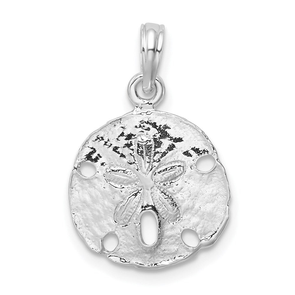 De-Ani Sterling Silver Rhodium-Plated Polished Sand Dollar Pendant QC9823