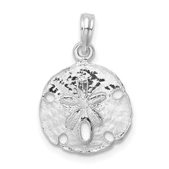 De-Ani Sterling Silver Rhodium-Plated Polished Sand Dollar Pendant QC9823