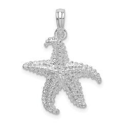 De-Ani Sterling Silver Rhodium-Plated Polished Pierced Starfish Pendant QC9840