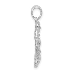 De-Ani Sterling Silver Rhodium-Plated Polished Starfish and Seahorse Pendant QC9841