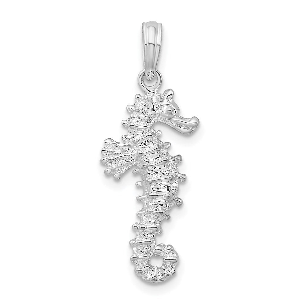 De-Ani Sterling Silver Rhodium-Plated Polished 3D Seahorse Pendant QC9842