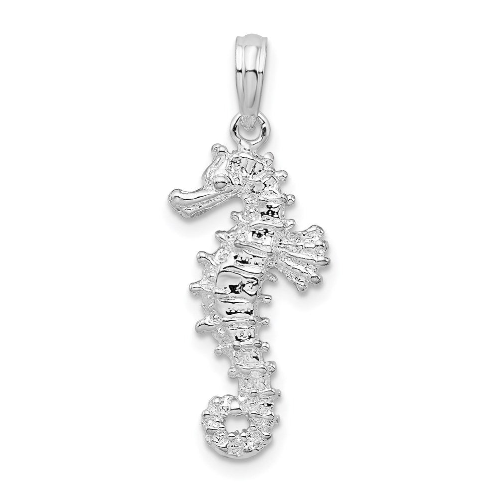 De-Ani Sterling Silver Rhodium-Plated Polished 3D Seahorse Pendant QC9842