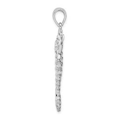 De-Ani Sterling Silver Rhodium-Plated Polished Textured 3D Seahorse Pendant QC9843