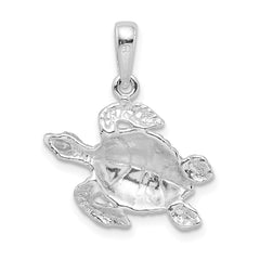 De-Ani Sterling Silver Rhodium-Plated Polished Large Sea Turtle Pendant QC9844