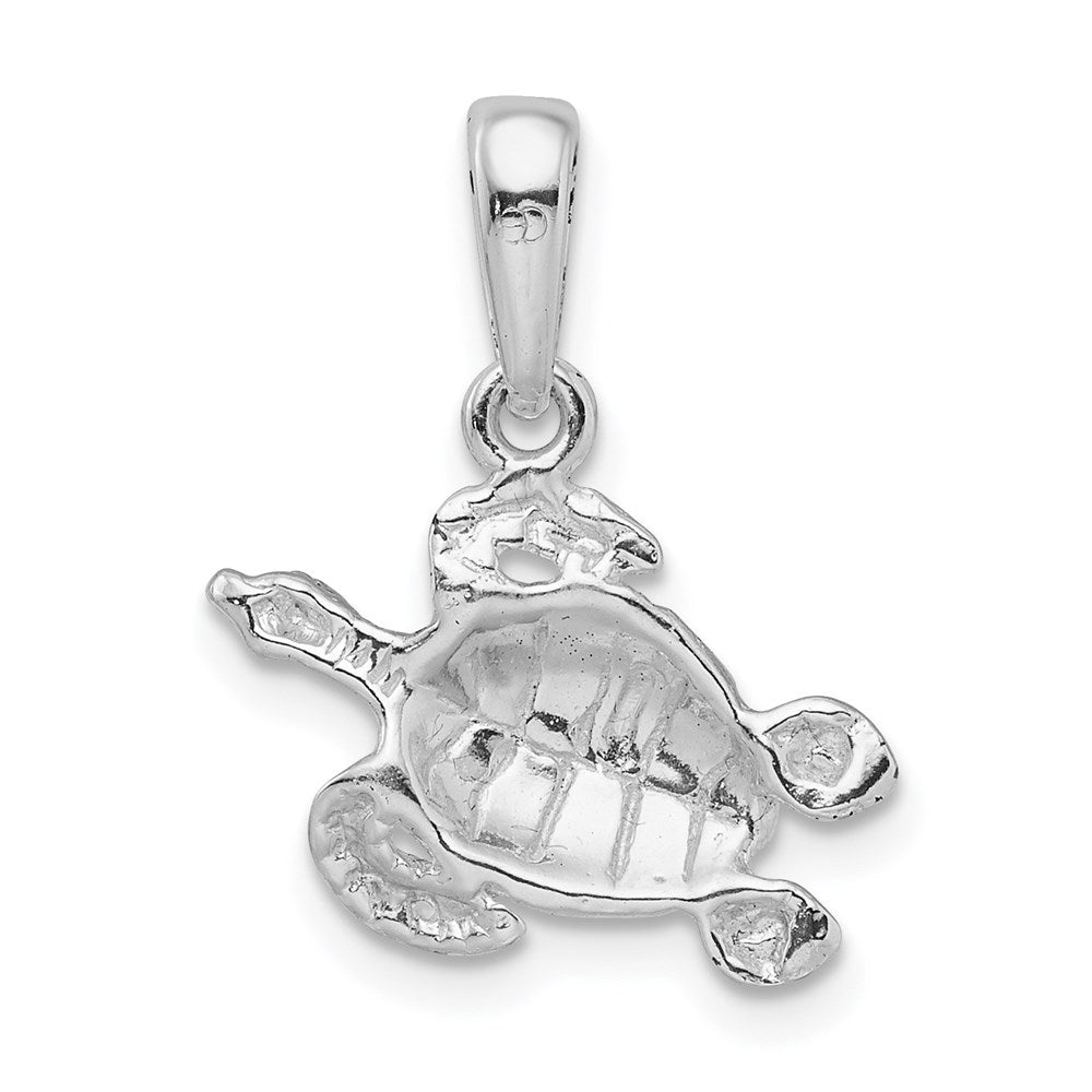 De-Ani Sterling Silver Rhodium-Plated Polished Sea Turtle Pendant QC9845