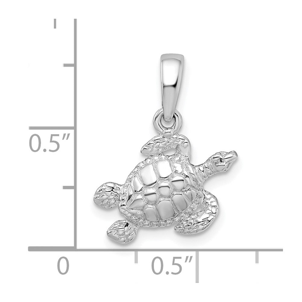 De-Ani Sterling Silver Rhodium-Plated Polished Sea Turtle Pendant QC9845