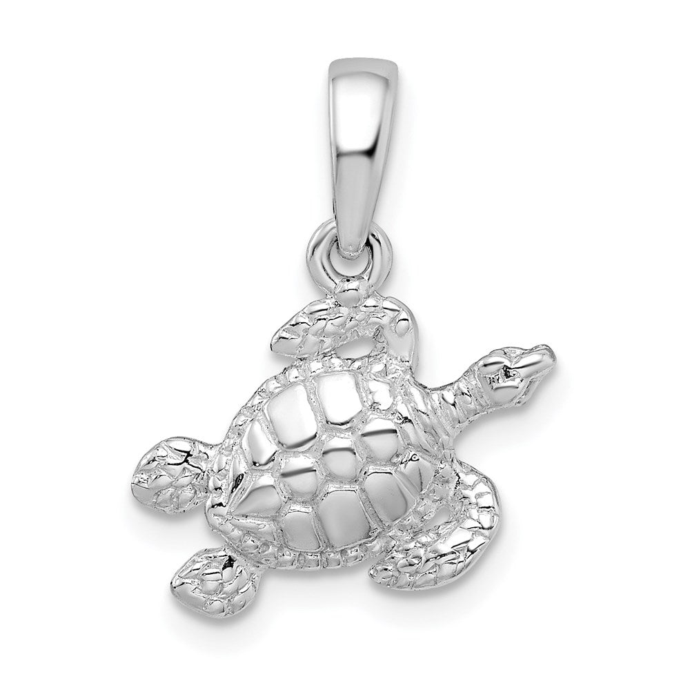 De-Ani Sterling Silver Rhodium-Plated Polished Sea Turtle Pendant QC9845