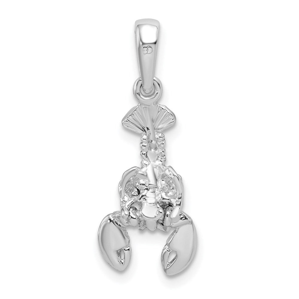 De-Ani Sterling Silver Rhodium-plated Polished 3D Moveable Lobster Pendant QC9847