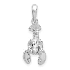 De-Ani Sterling Silver Rhodium-plated Polished 3D Moveable Lobster Pendant QC9847
