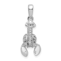 De-Ani Sterling Silver Rhodium-plated Polished 3D Moveable Lobster Pendant QC9847