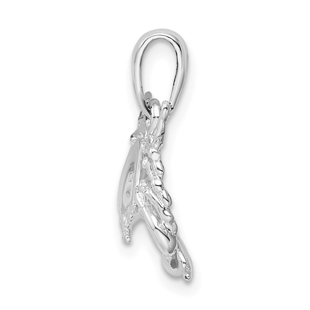 De-Ani Sterling Silver Rhodium-Plated Polished Stone Crab Pendant QC9849