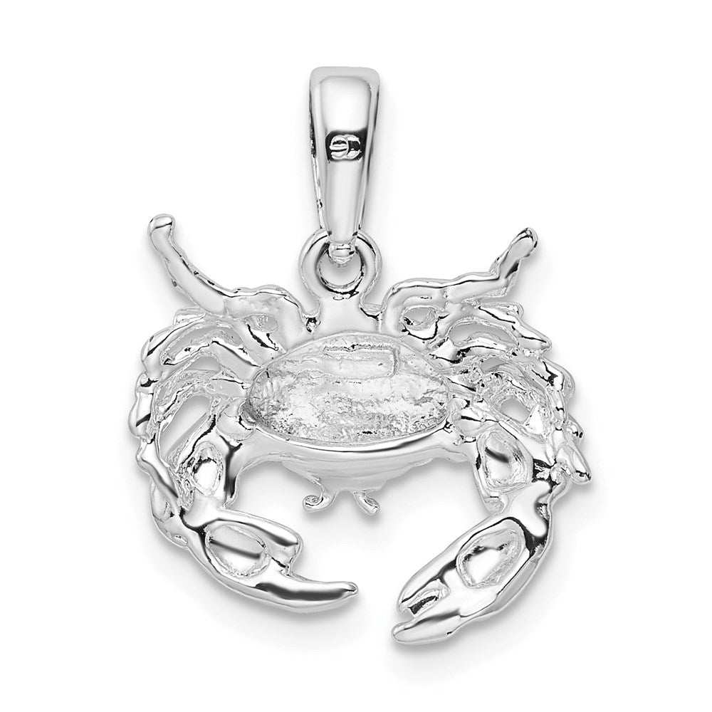 De-Ani Sterling Silver Rhodium-Plated Polished Stone Crab Pendant QC9849