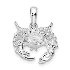 De-Ani Sterling Silver Rhodium-Plated Polished Stone Crab Pendant QC9849