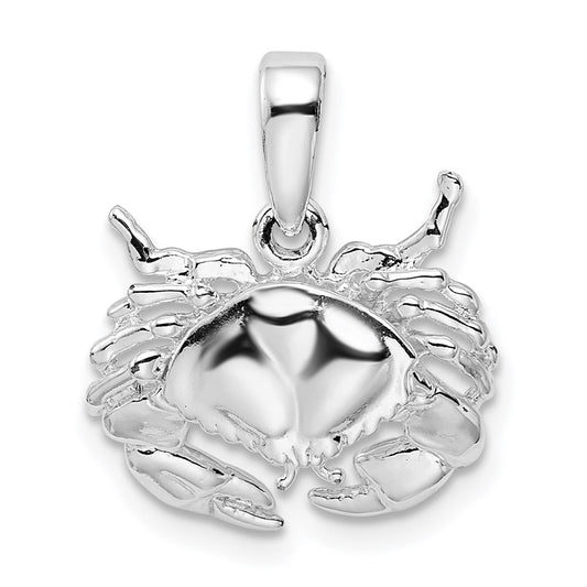 De-Ani Sterling Silver Rhodium-Plated Polished Stone Crab Pendant QC9849