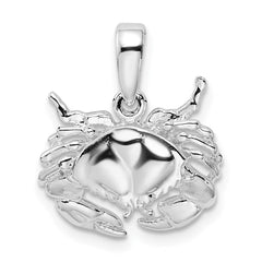 De-Ani Sterling Silver Rhodium-Plated Polished Stone Crab Pendant QC9849