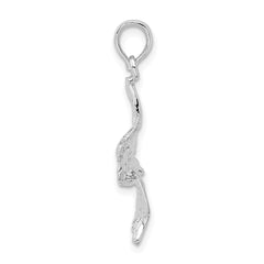 De-Ani Sterling Silver Rhodium-Plated Polished 3D Flying Pelican Pendant QC9851