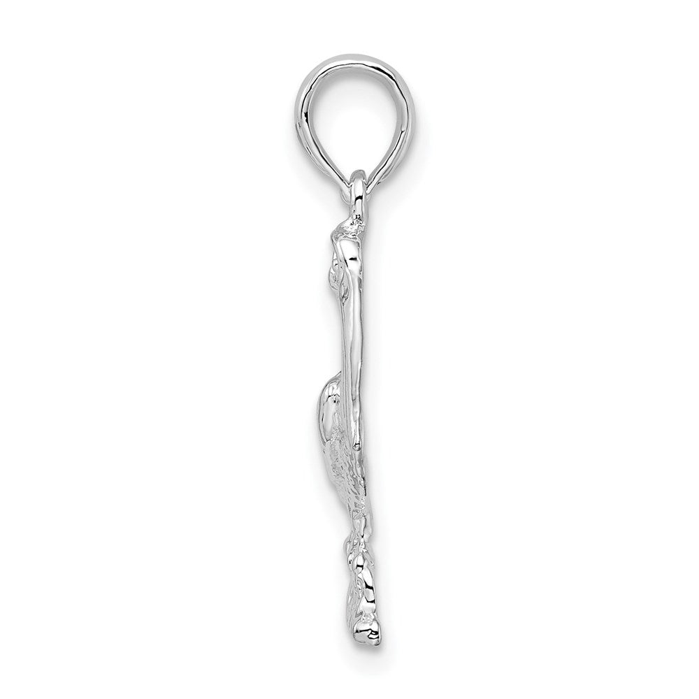 De-Ani Sterling Silver Rhodium-Plated Polished Standing Pelican Pendant QC9852
