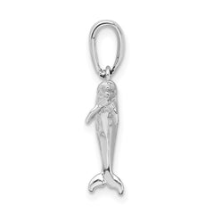 De-Ani Sterling Silver Rhodium-Plated Polished 3D Jumping Dolphin Pendant QC9853