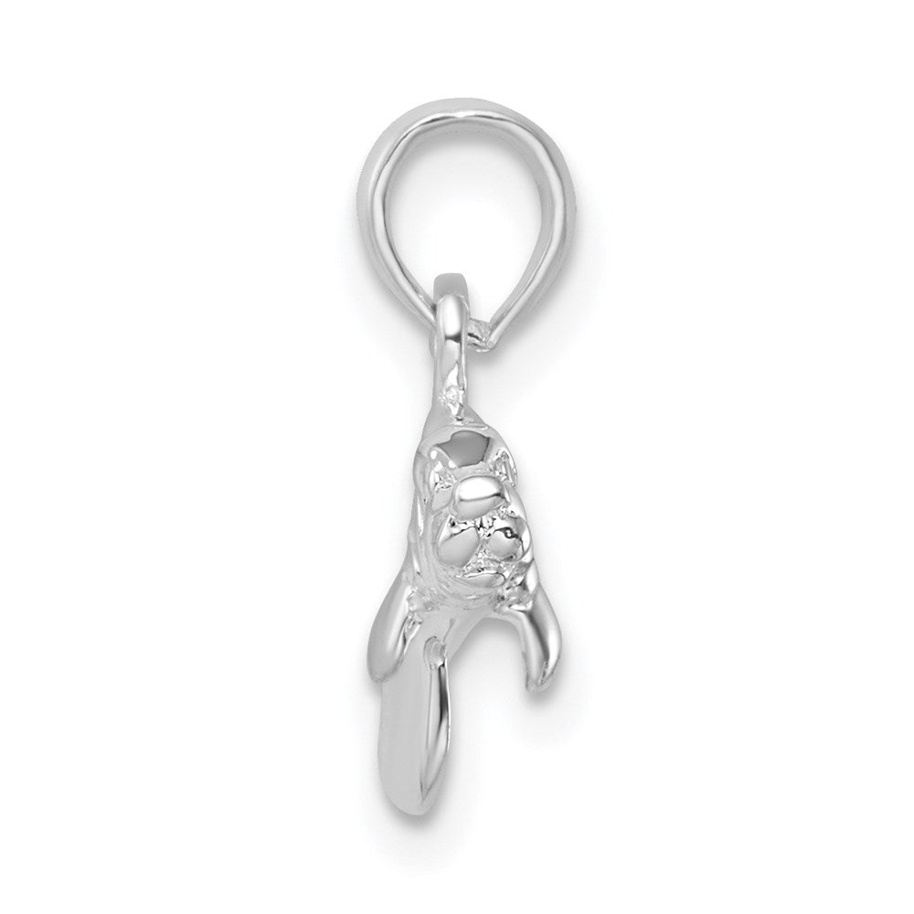De-Ani Sterling Silver Rhodium-Plated Polished 3D Manatee Pendant QC9855