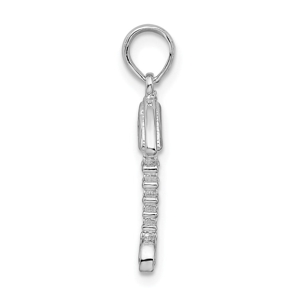 De-Ani Sterling Silver Rhodium-plated Polished 3D Fishbone Pendant QC9856