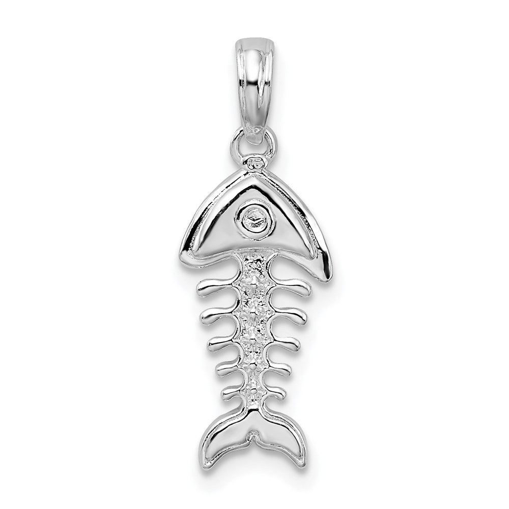 De-Ani Sterling Silver Rhodium-plated Polished 3D Fishbone Pendant QC9856