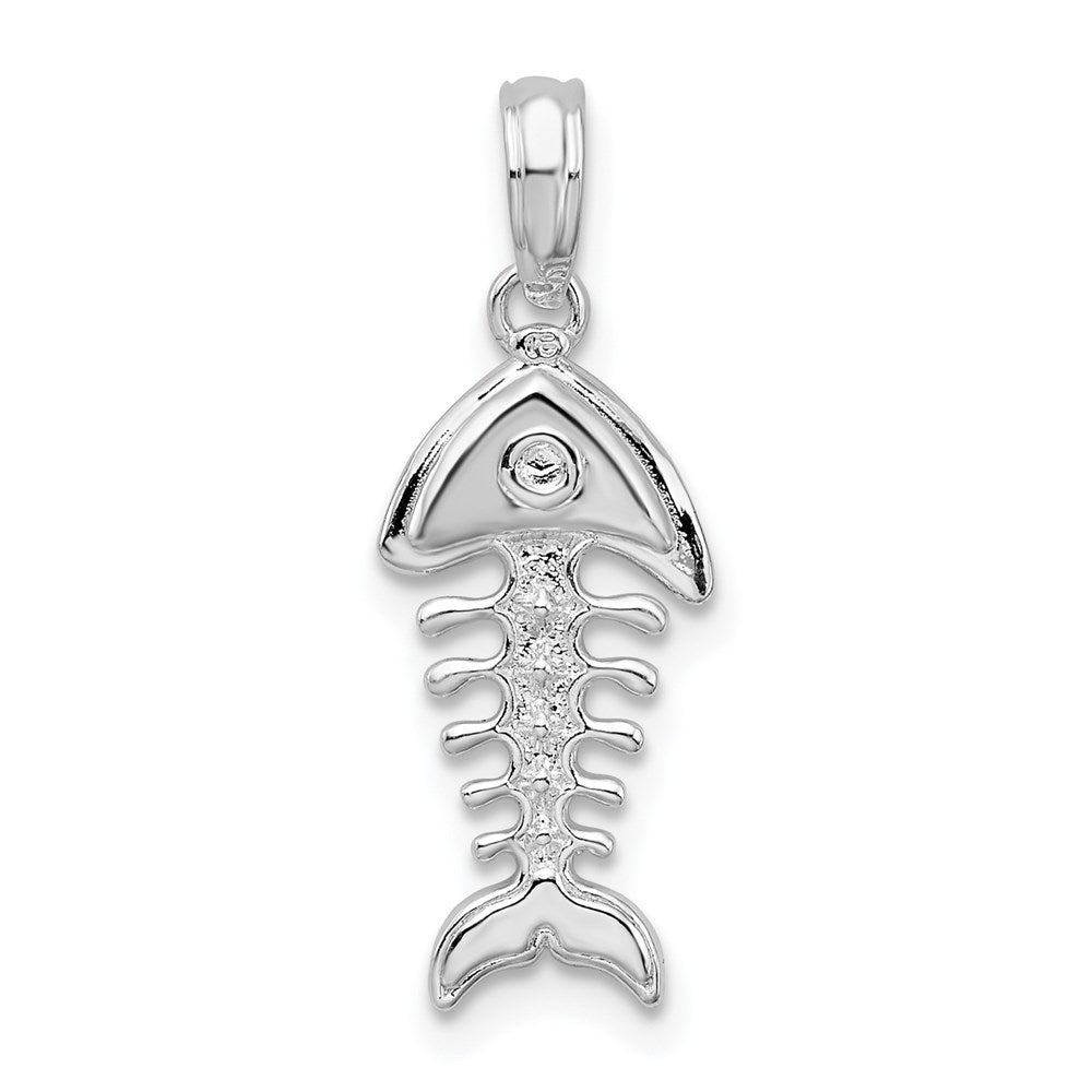 De-Ani Sterling Silver Rhodium-plated Polished 3D Fishbone Pendant QC9856