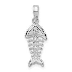 De-Ani Sterling Silver Rhodium-plated Polished 3D Fishbone Pendant QC9856