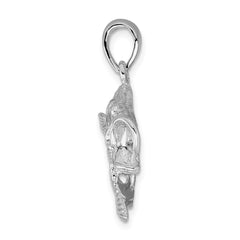 De-Ani Sterling Silver Rhodium-Plated Polished Jumping Bass Fish Pendant QC9857