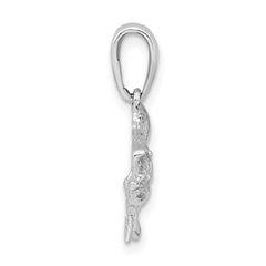 De-Ani Sterling Silver Rhodium-Plated Polished Open Mouth Bass Fish Pendant QC9858