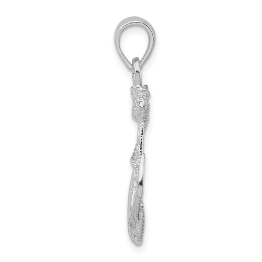 De-Ani Sterling Silver Rhodium-Plated Polished Anchor with Rope Pendant QC9875