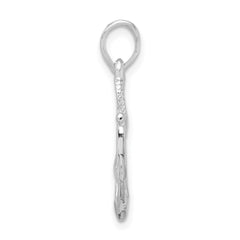 De-Ani Sterling Silver Rhodium-Plated Polished and Textured 3D Anchor with Rope Pendant QC9878