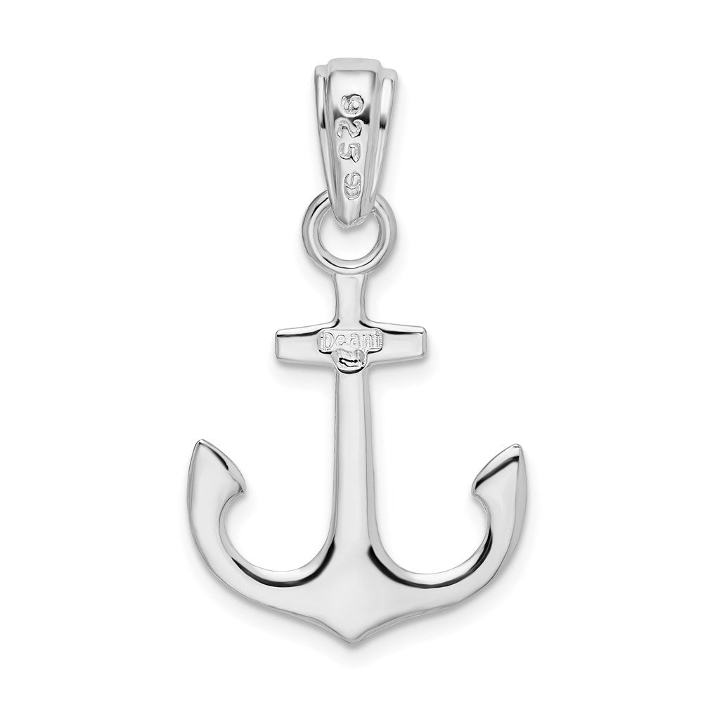 De-Ani Sterling Silver Rhodium-Plated Polished 3D Anchor Pendant QC9879