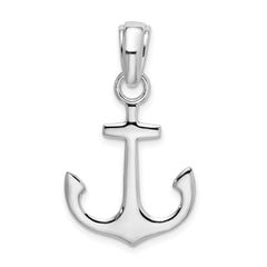 De-Ani Sterling Silver Rhodium-Plated Polished 3D Anchor Pendant QC9879