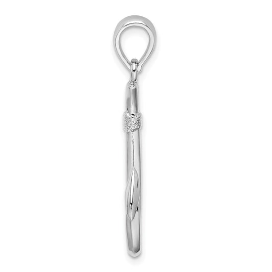 De-Ani Sterling Silver Rhodium-Plated Polished 3D Fish Hook Pendant QC9880