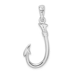De-Ani Sterling Silver Rhodium-Plated Polished 3D Fish Hook Pendant QC9880