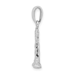 De-Ani Sterling Silver Rhodium-plated Polished 3D Cape Hatteras Lighthouse Pendant QC9881