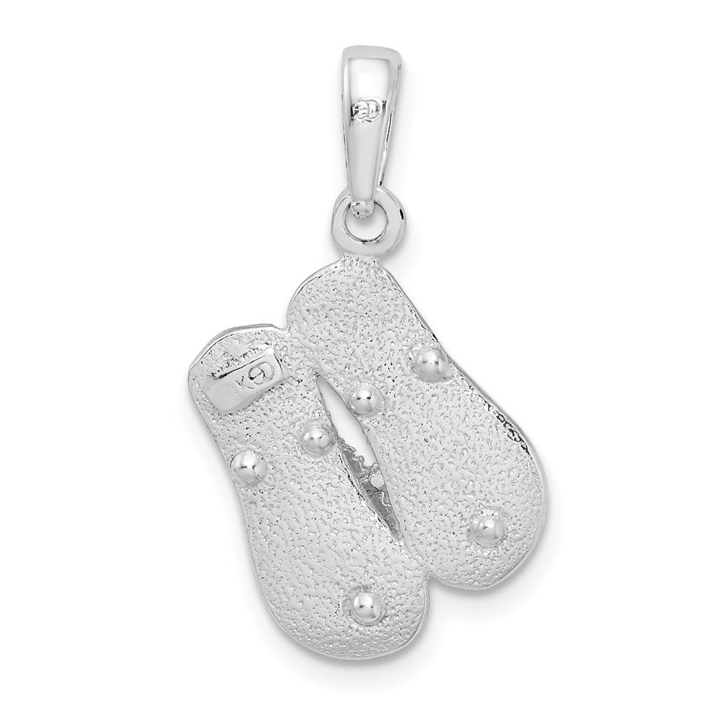 De-Ani Sterling Silver Rhodium-Plated Polished 3D Flip-flops Pendant QC9882