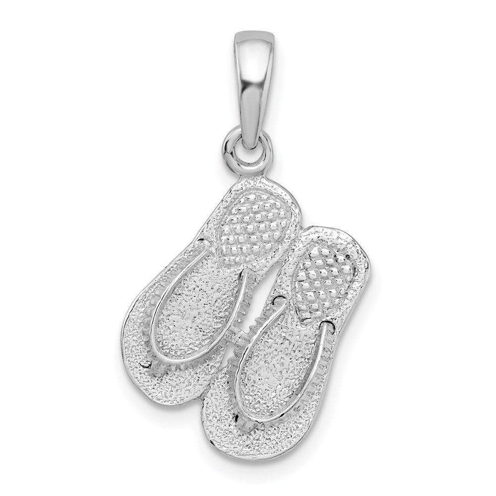 De-Ani Sterling Silver Rhodium-Plated Polished 3D Flip-flops Pendant QC9882