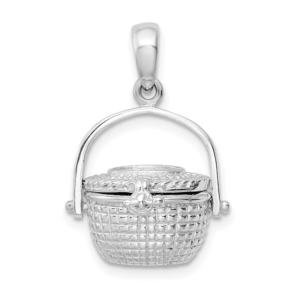 De-Ani Sterling Silver Rhodium-Plated 3D Moveable Large Nantucket Basket Pendant QC9883