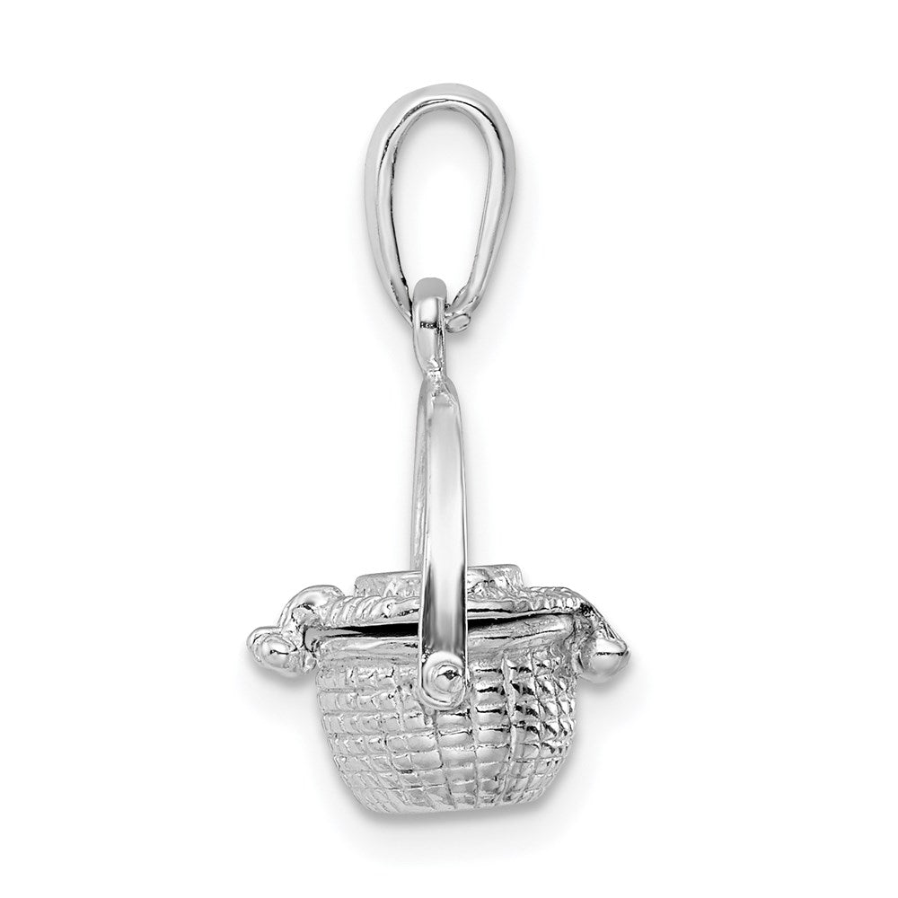 De-Ani Sterling Silver Rhodium-Plated 3D Moveable Nantucket Basket Pendant QC9884