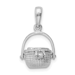De-Ani Sterling Silver Rhodium-Plated 3D Moveable Nantucket Basket Pendant QC9884